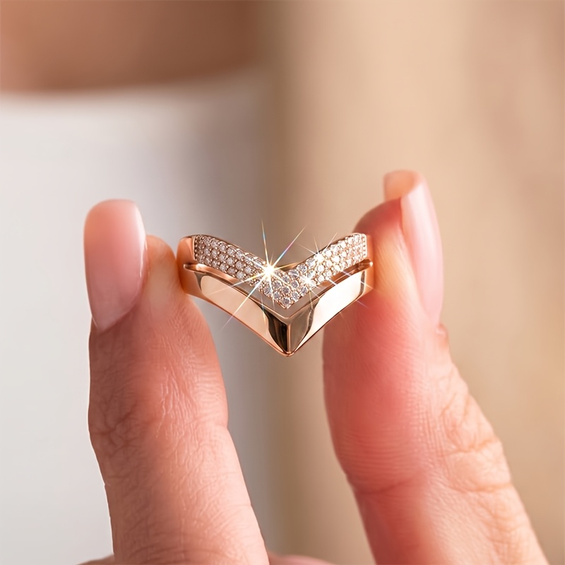 Men's CZ Wide Band Double V-Shaped Paved Ring